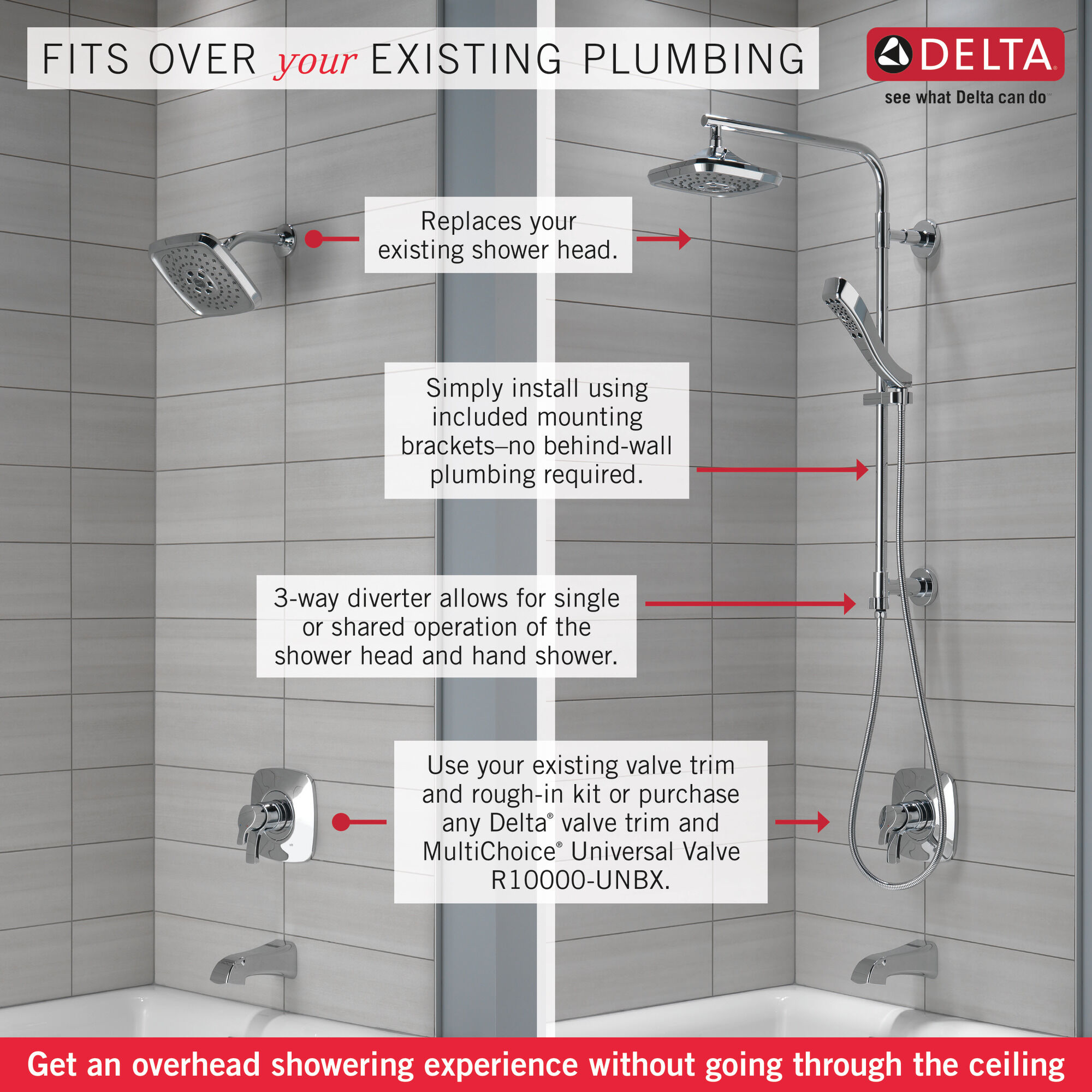 58420-RB Душевая колонна угловая 26 дюймов Delta Faucet Universal Showering Венецианская бронза  - Вид №2