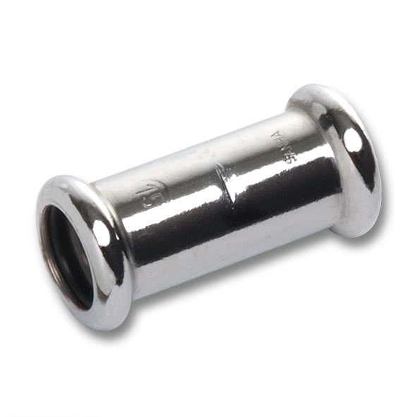 11627012 SANHA 16270 пресс-фитинг, медь, муфта ВПр-ВПр, хром. 12 мм  - Вид №1