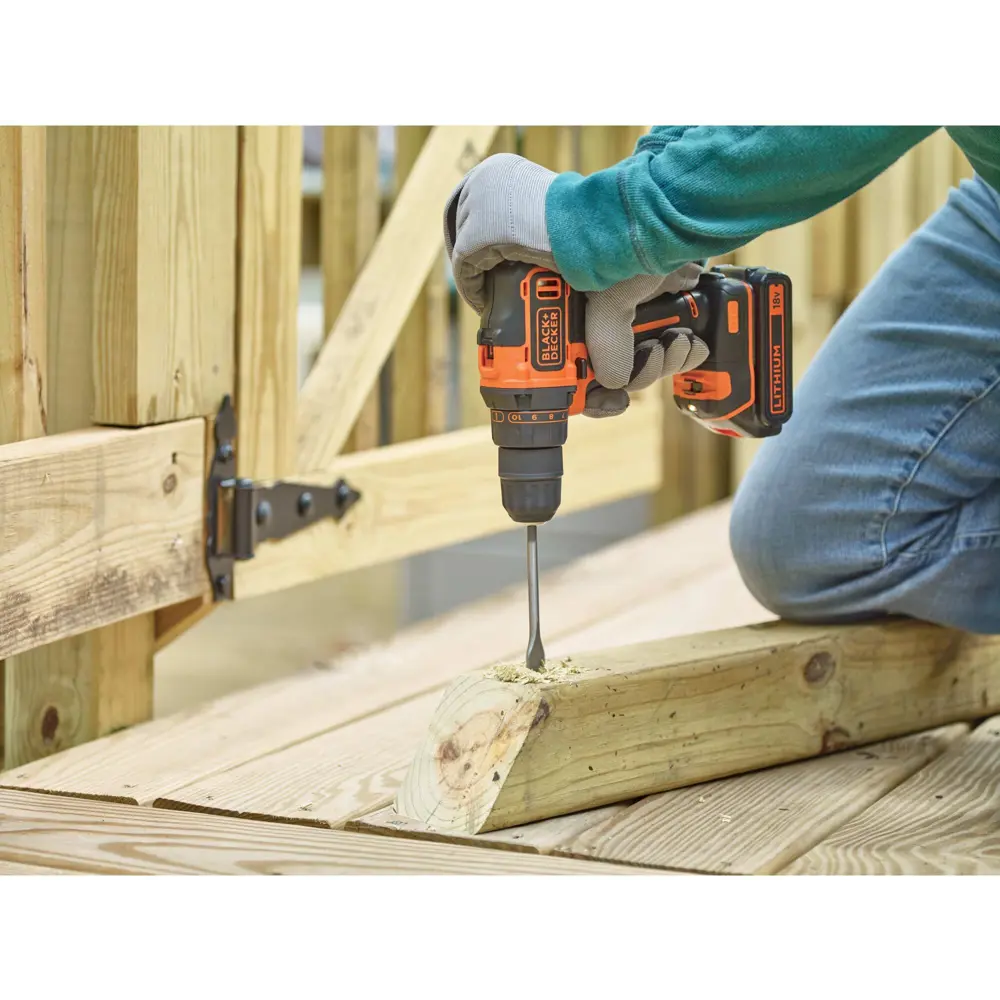Дрель-шуруповерт аккумуляторная Black&Decker BDCDD186K1B-QW, 18 В Li-ion 2х1.5 Ач BLACK + DECKER STLM-2120237 - Вид №9