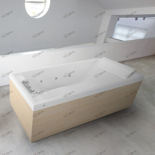 Ванна Dream Air Novellini SENSE 3 с набортным смесителем и панелями из белого ореха SENR19080T2U4Q