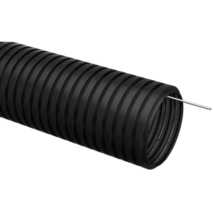 Труба гофрированная IEK D16 мм 10 м ПНД легкая с протяжкой цвет черный