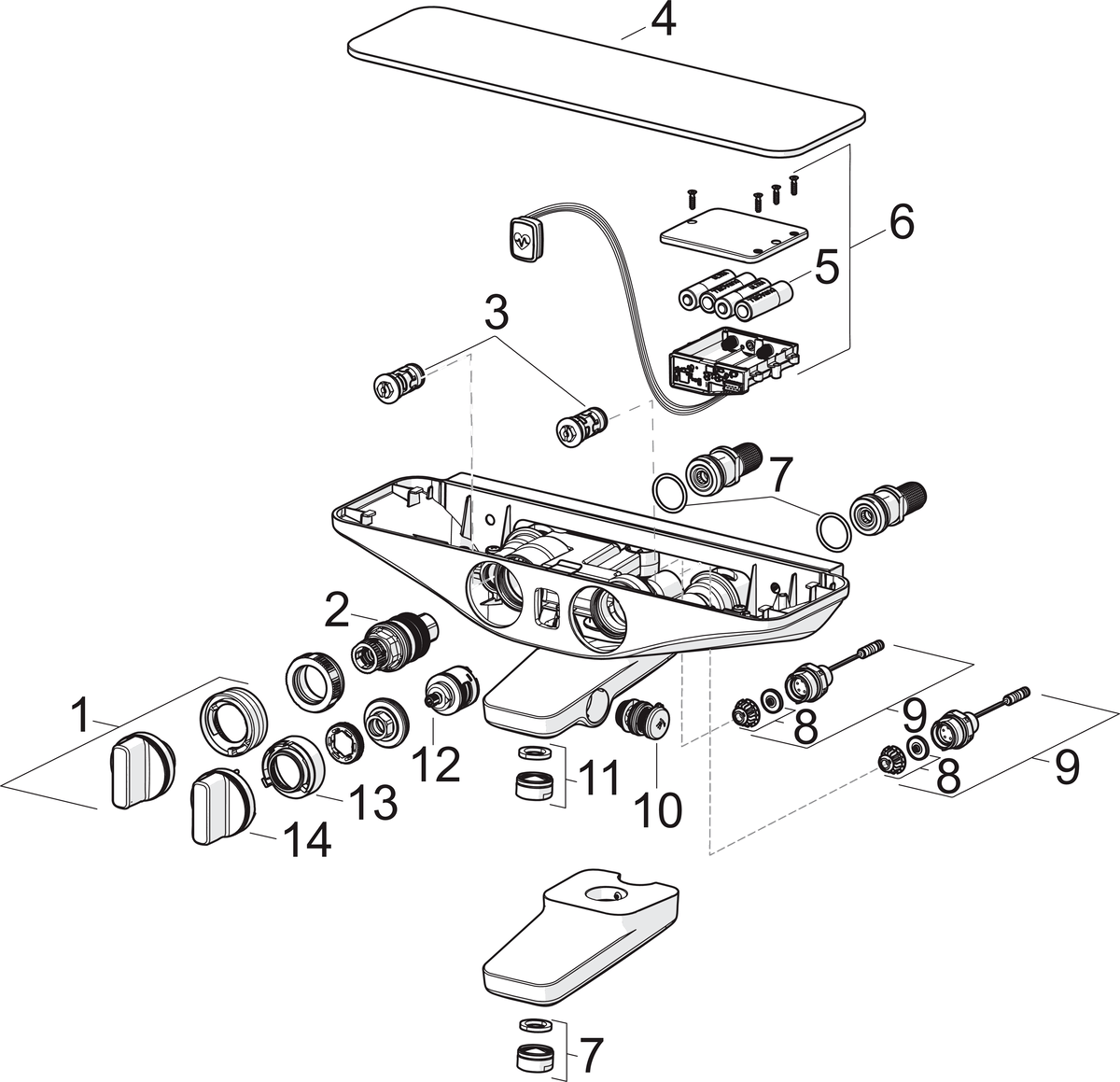 Oras 7542U-15 Cмеситель для ванны и душа, 6 V 7542U-15 Esteta Wellfit Хром/Серый  - Вид №5