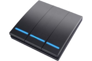 18818988 Умный беспроводной выключатель чёрный 3 клавиши Powerlight-M3 00-00003357 SIBLING