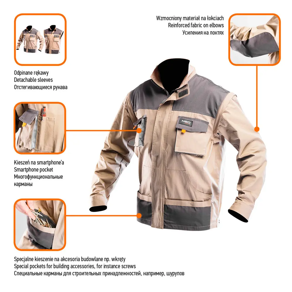 Куртка рабочая Neo HD 2 в 1 цвет бежевый размер S/48 рост 164-170 см Neò STLM-2151387 - Вид №7
