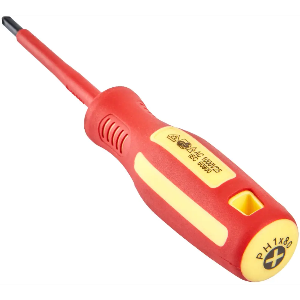 Отвертка крестовая диэлектрическая Elitech PH1x80 мм с магнитным наконечником 89407150 STLM-1576789 - Вид №2