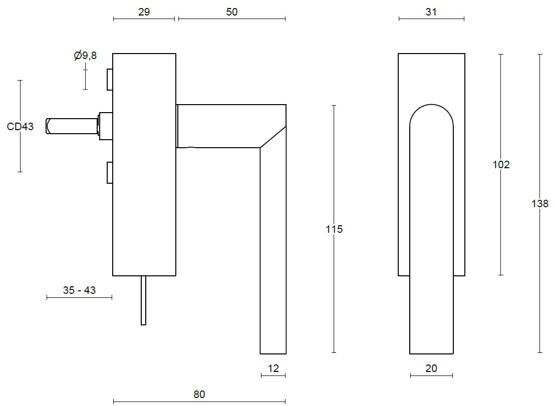 Formani Поворотно-откидная оконная ручка с ключом из нержавеющей стали Arc sun-id-1482109 - Вид №1