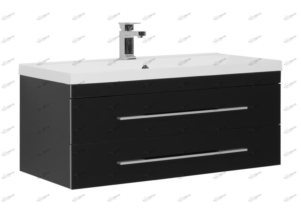 Тумба с раковиной Aquanet Верона 100 черный (подвесная 2 ящика) 0017538700204096