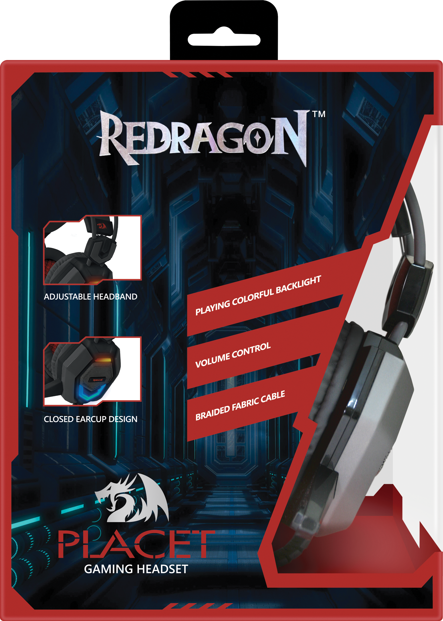 64203 игровая гарнитура placet красный + черный, кабель 2,2 м Redragon Santreyd  - Вид №6