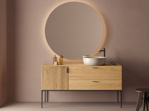 Деревянный одноместный напольный умывальник с дверцей и ящиками