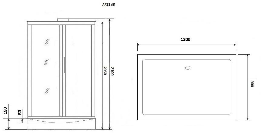Душевая кабина NG-7711WBK (900x1200х2100) низкий поддон стенки БЕЛЫЕ БЕЗ КРЫШИ 5 мест Niagara Luxe - Вид №2