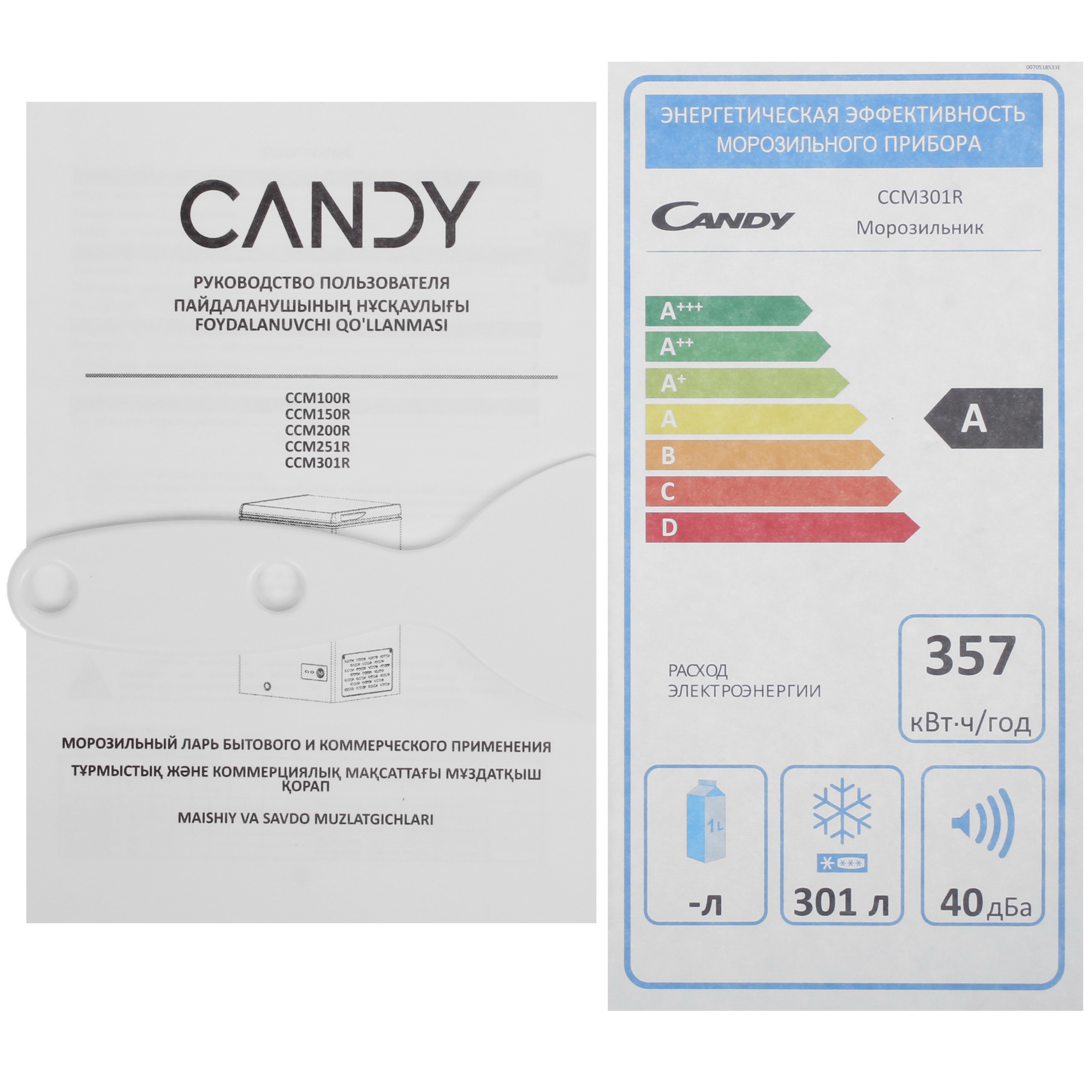 9218013 Морозильный ларь Candy CCM301R белый STDN-0001087 - Вид №8