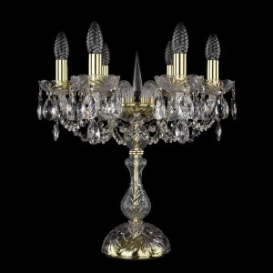 Лампа настольная хрустальная на 6 ламп 47х44 см прозрачно-золотистая Bohemia Ivele 1402L/6/141-47/G BOHEMIA IVELE ПОДСВЕЧНИК 00-3889158 Золото;прозрачный