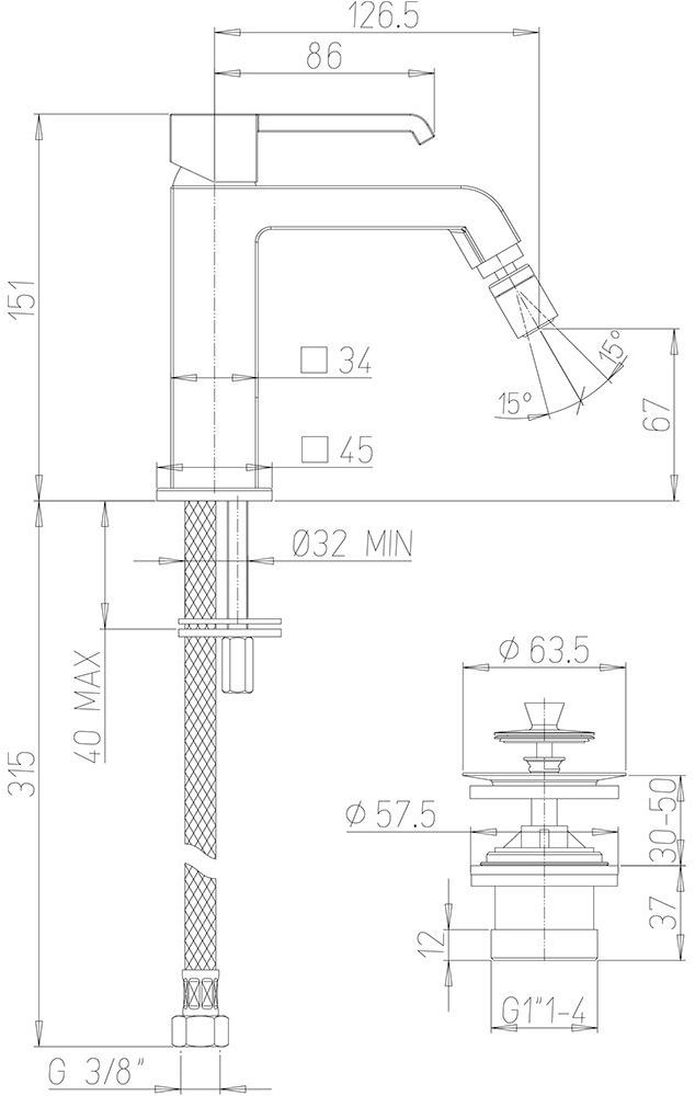 Paini Q 19CR306ESR смеситель для биде - Вид №1