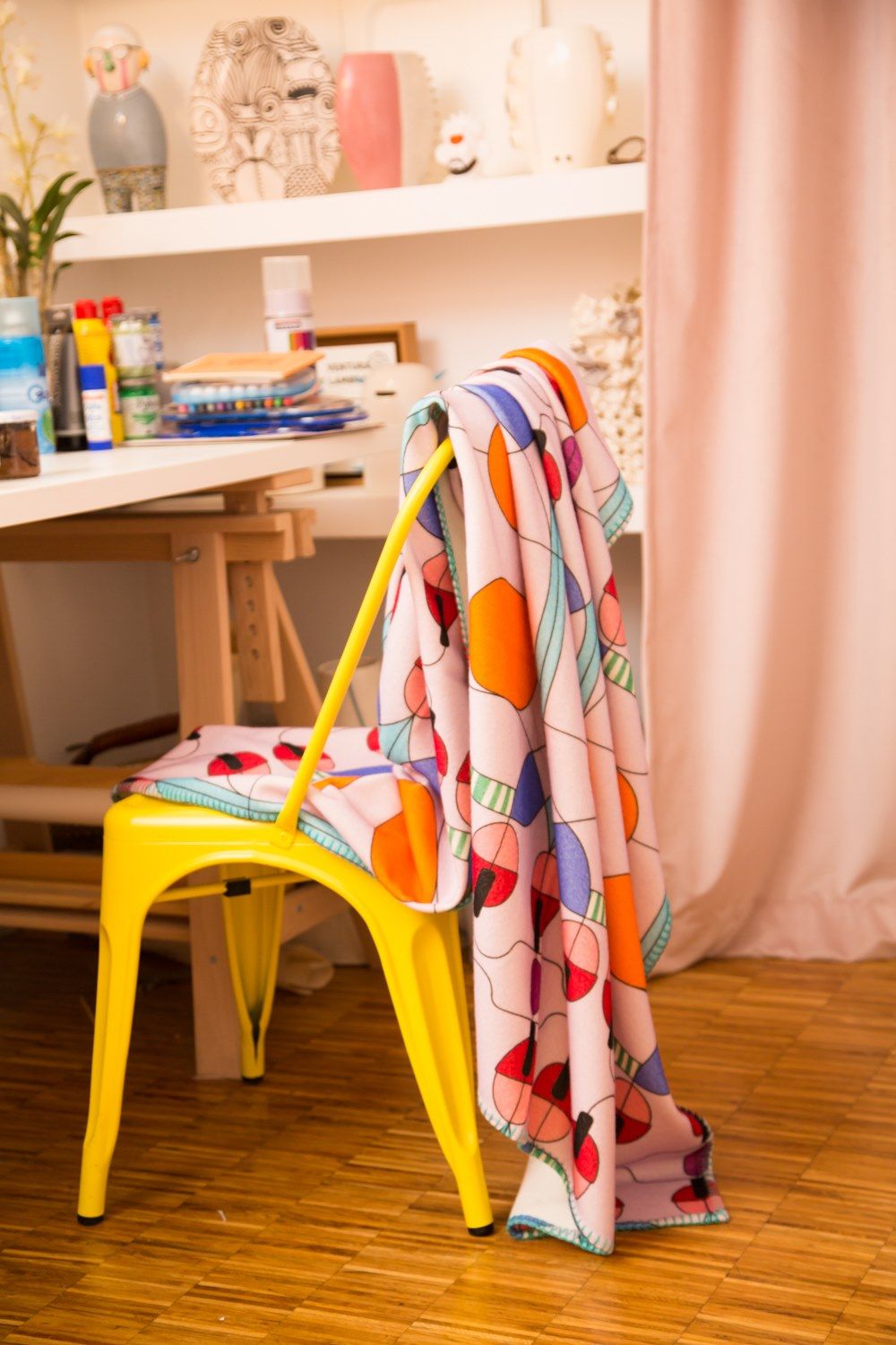 Многоцветный плед с графическим рисунком из мериносовой шерсти Lanerossi Колокольчик ARCH-00050486 - Вид №4