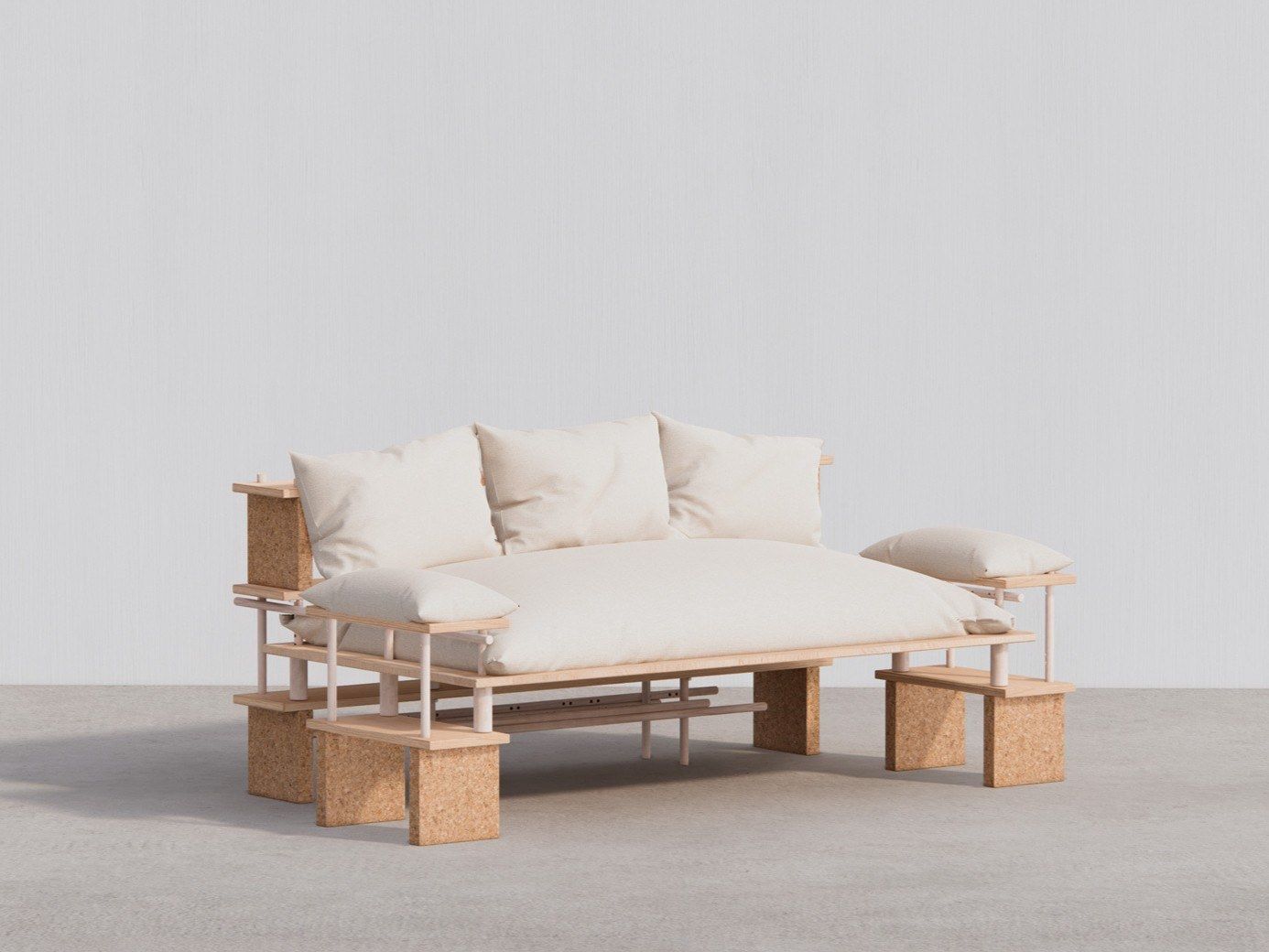 Реверсивный многофункциональный диван из дерева и пробки smarin PLAY YET! ARCH-00012221