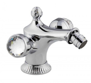 98004VSWOR Смеситель The One для биде. Металлические ручки + большие прозрачные кристаллы, цвет золото