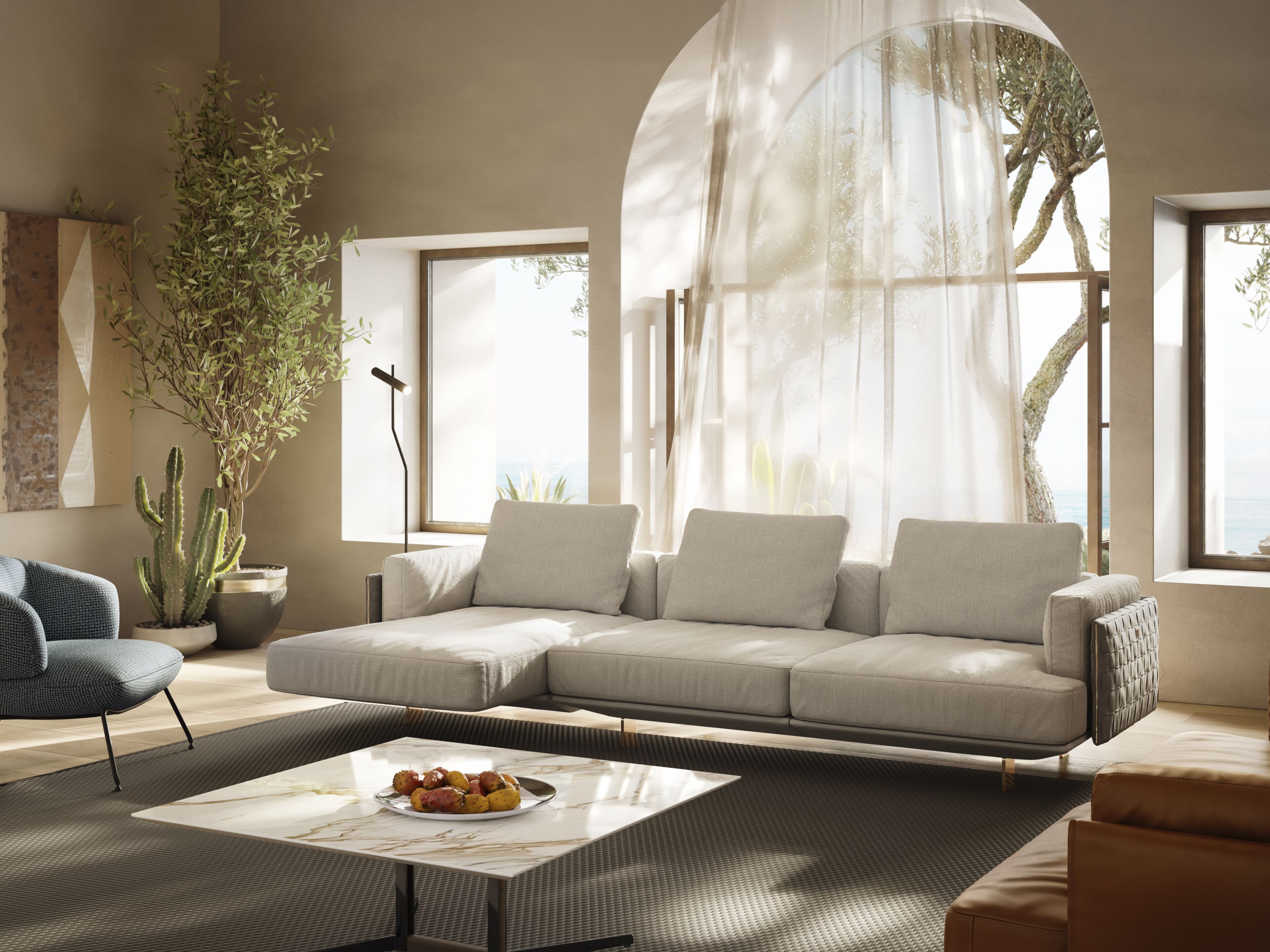 3-местный тканевый диван с полуостровом Natuzzi Italia кампус ARCH-00032155 - Вид №6