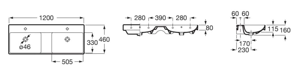 Керамическая двойная раковина с столешницей Roca Ona ARCH-00024508 - Вид №4