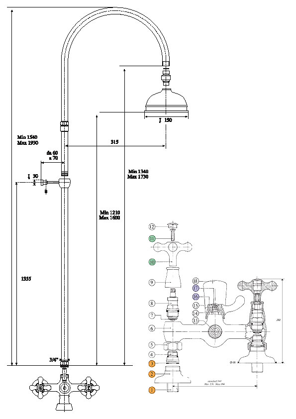 6639200021D150 Душевая система Bandini Classic Santreyd - Вид №1