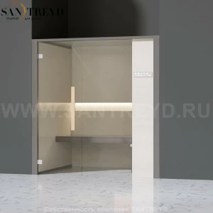 Effegibi ONEFILO H LO61010009 Хаммам. Установка: в нишу. Правая дверь. Мощность: 4,5 кВт макс. Размеры: длина 214 см, ширина 171 см. Отделка: матовый лакированный серый аллюминий и бежевый ламинат из керамогранита.