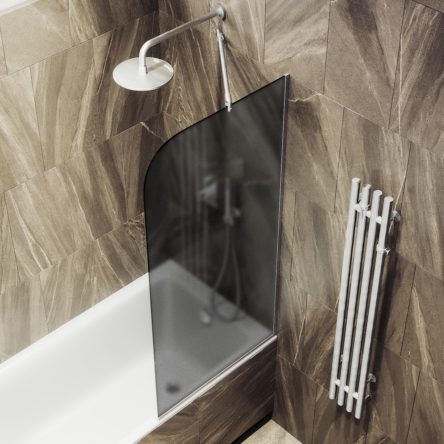 Шторка для ванны в узком профиле ST-84-5у Public Steel