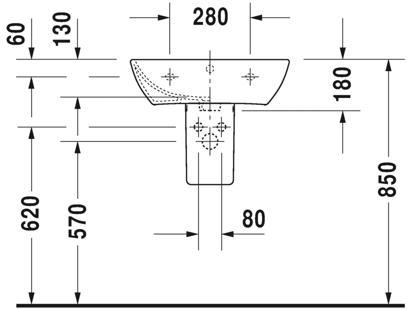 2335553230 Подвесная раковина настенная овальная Duravit ME BY STARCK - Вид №3
