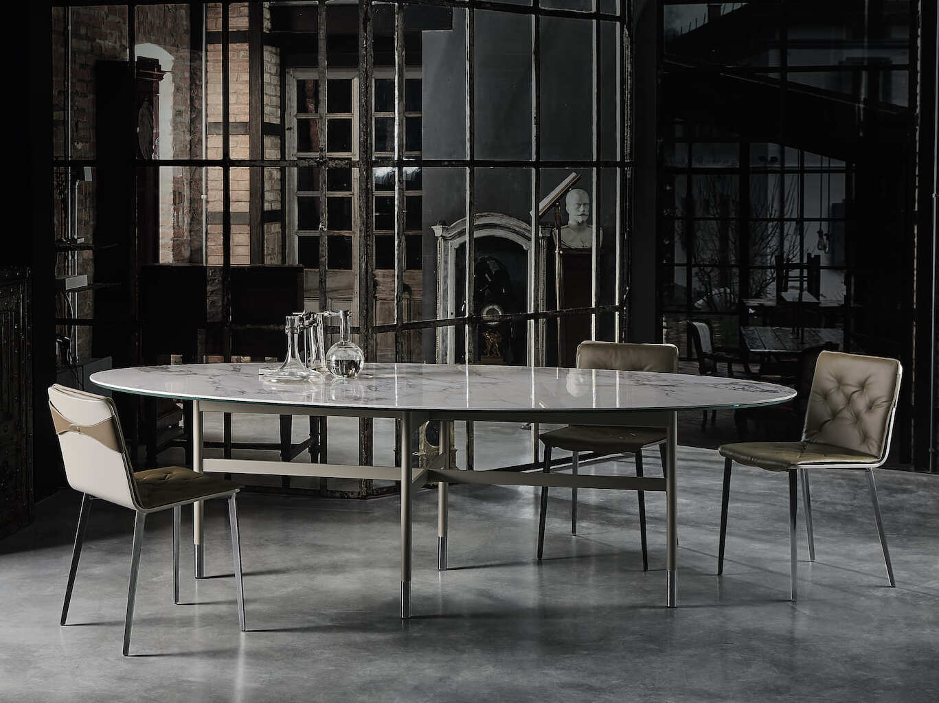 Овальный обеденный стол из стали и хрусталя Bontempi Casa GLAMOUR ARCH-00046367 - Вид №6