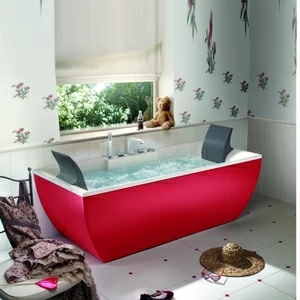 Ванна угловая с аэромассажем Kali Color Red 170 см