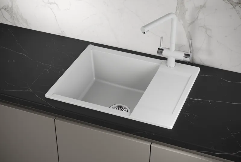 ES-6202, АРКТИК (БЕЛЫЙ), кухонная мойка, кварц, ESTETICA GRANULA 6202-ST232 - Вид №1