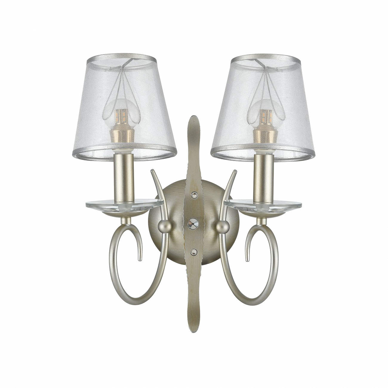 Бра настенное серебряное с 2 плафонами Darina FR2755-WL-02-BR FREYA CLASSIC 00-3957486 Серебро - Вид №7