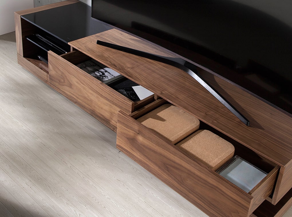 098772 Тумба под ТВ MF1317A орех черный витраж Angel Cerda  - Вид №3