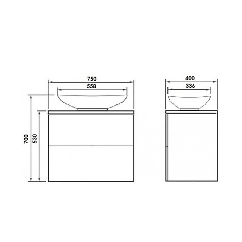 Orange Ot-75TuSTONE+G56 Тумба подвесная Otto c раковиной Гамма 560 sun-id-1517170 - Вид №3
