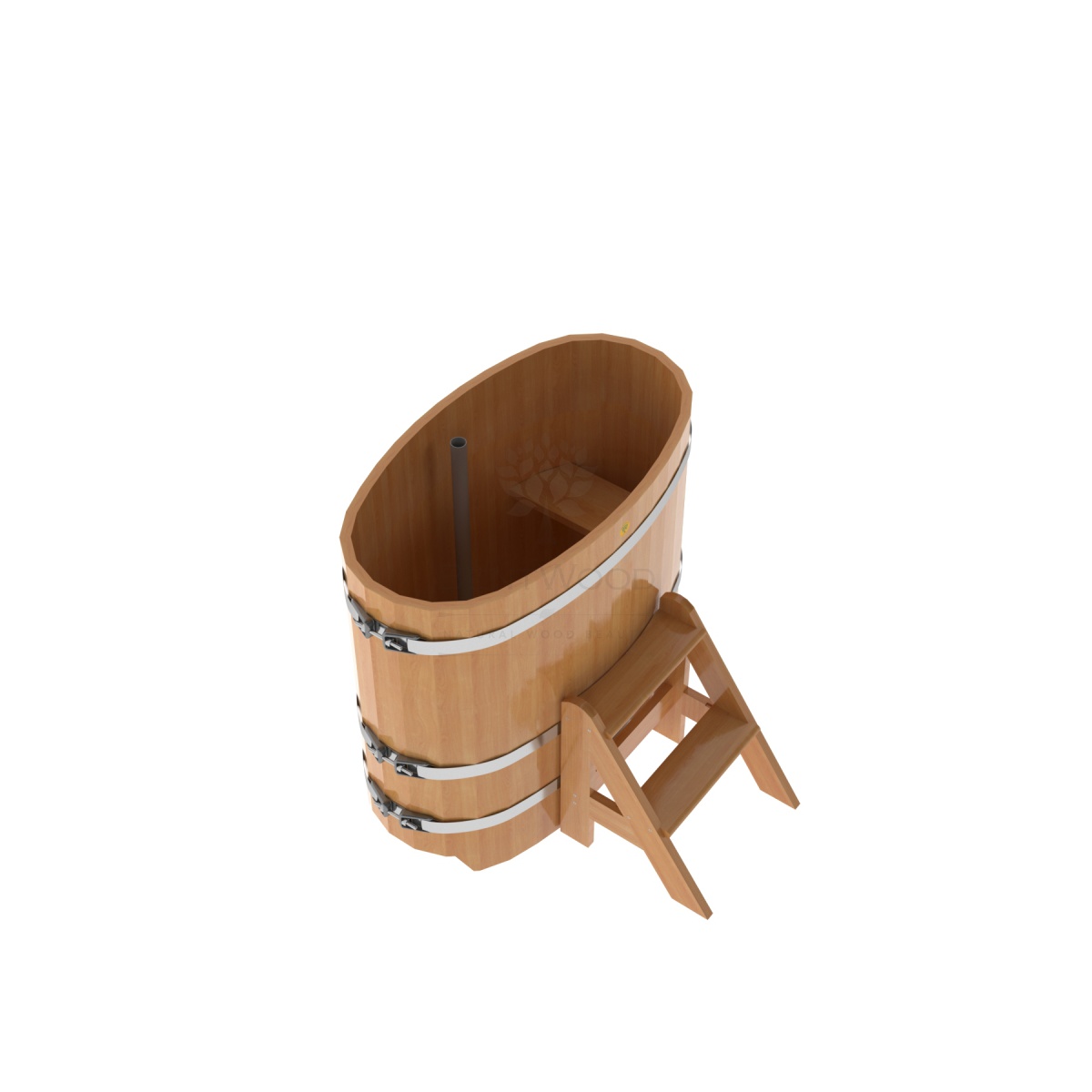 1127 Купель овальная из лиственницы 0,59х1,06х1,0 натуральная премиум Alyarus  - Вид №1