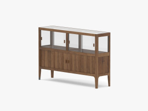 Шкаф из дерева и стекла с раздвижными дверями