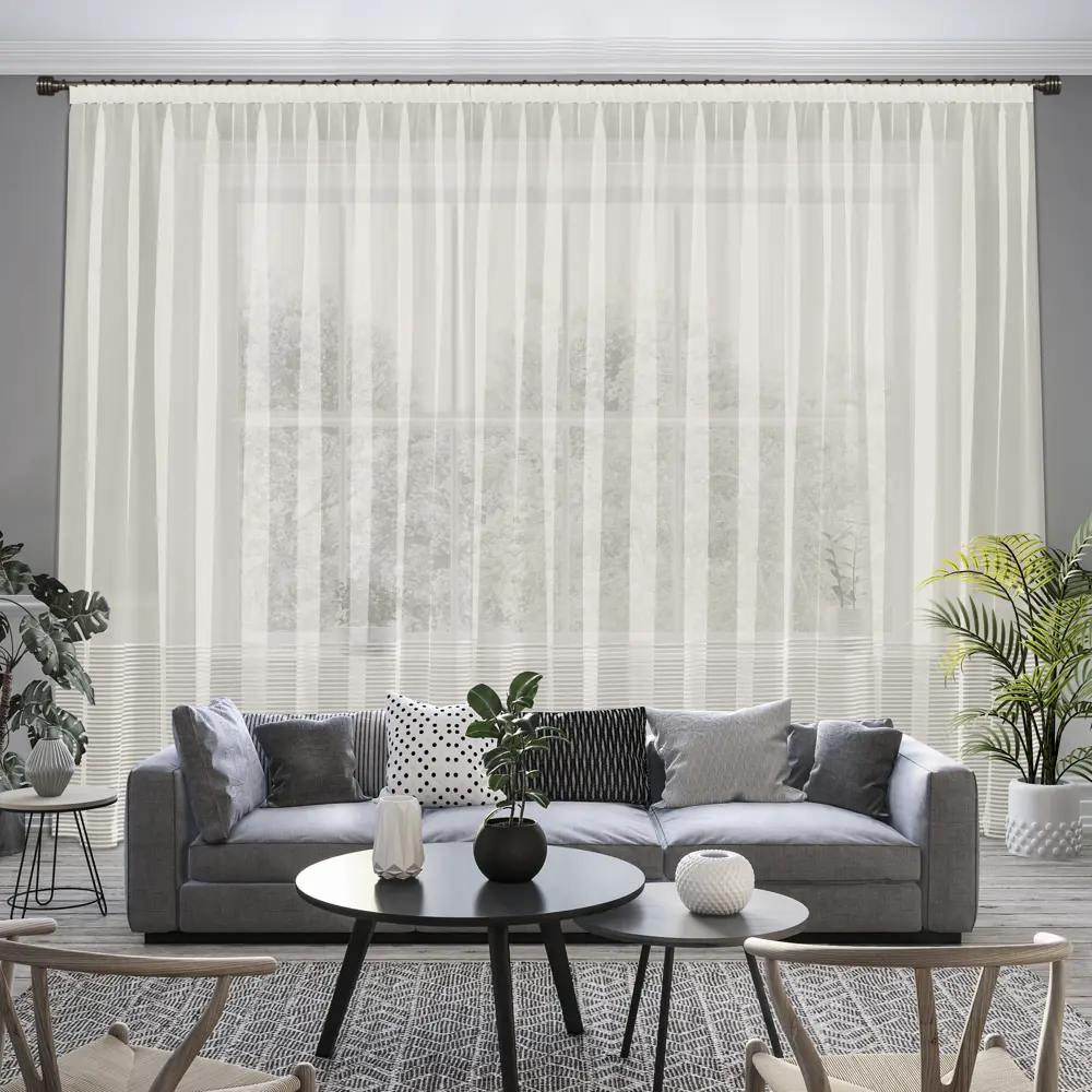 Тюль 1 м/п Сетка с мережкой 300 см цвет бежевый GARDEN STLM-2145672 - Вид №3