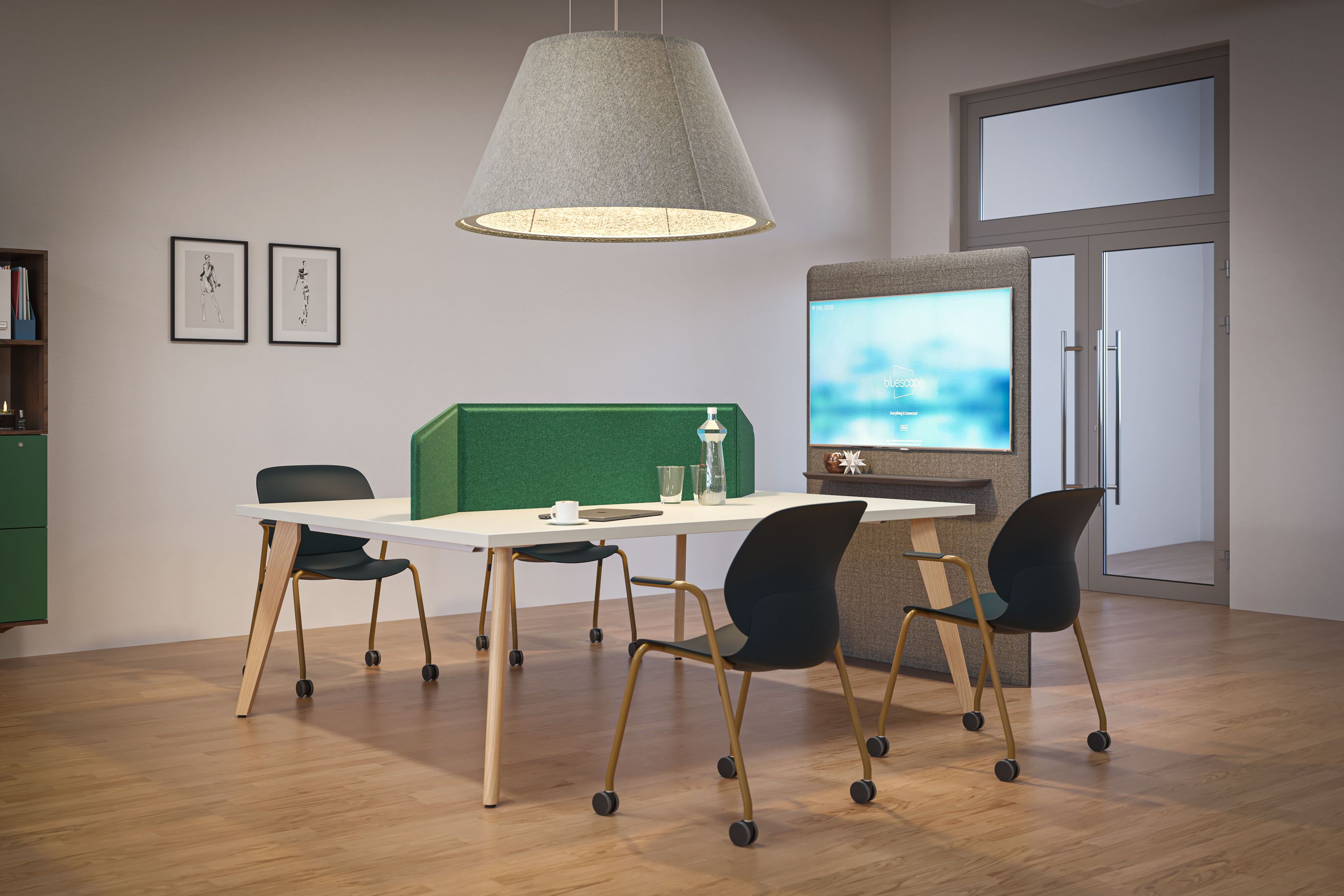 Квадратный рабочий стол из ламината с системой кабельной втулки Haworth A_Wood ARCH-00111171 - Вид №3