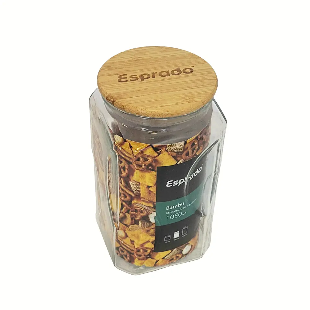 Банка для сыпучих продуктов Esprado Bambu 1.05 л стекло прозрачный STLM-2099280 - Вид №2