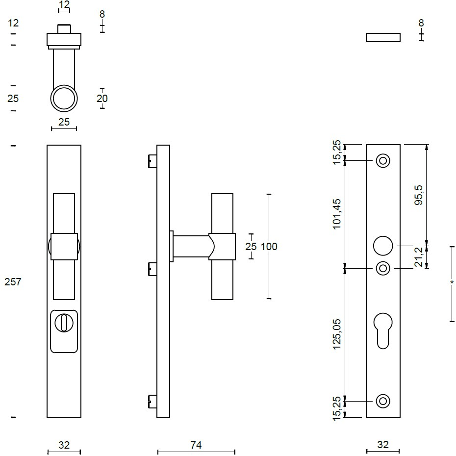 Formani Ручка для входной двери на пластине из нержавеющей стали One Pb20 28-50m /kt /y72 - Вид №4