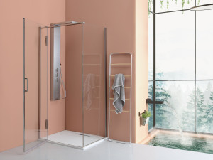 Угловая душевая кабина с распашной дверью