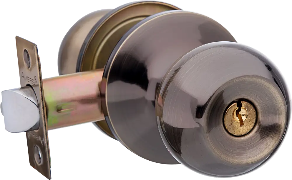Дверная ручка-кноб AVERS с ключом и фиксатором в бронзовом исполнении 82001624