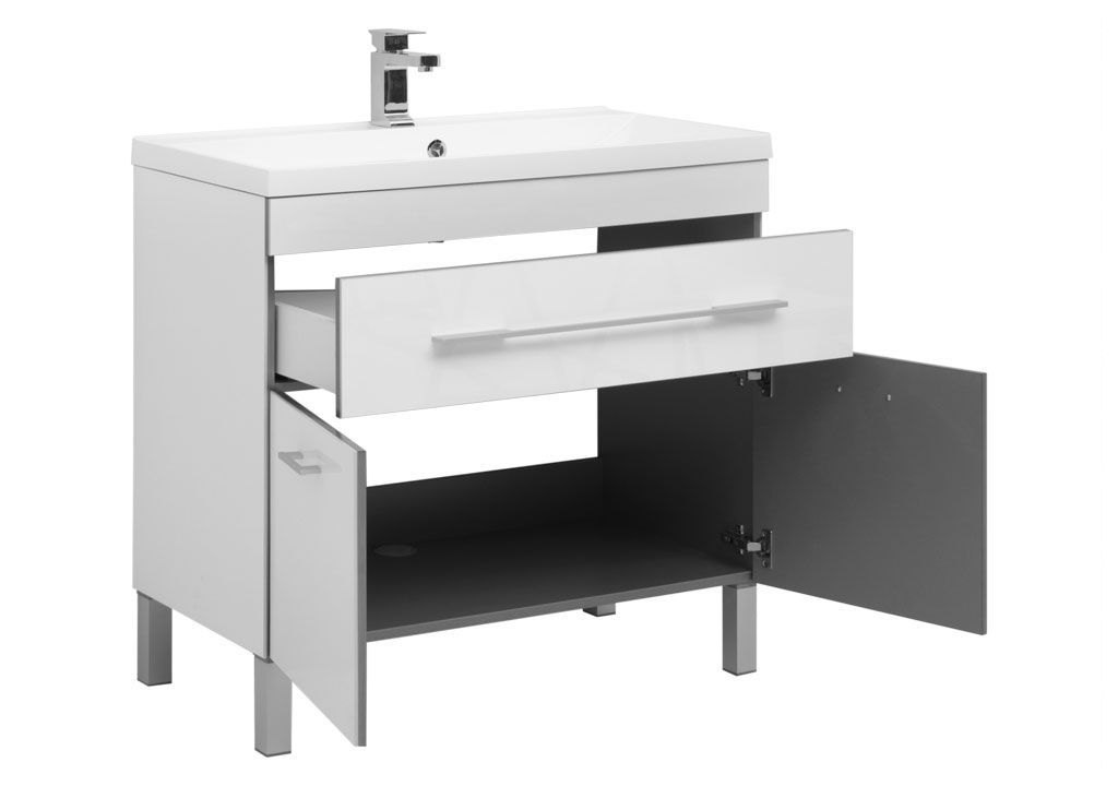 Тумба с раковиной Aquanet Верона NEW 90 белый (напольная 1 ящик 2 дверцы) 0018270800204119 - Вид №1