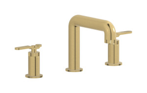 Смеситель для раковины на 3 отверстия с коротким изливом в комплекте с донным клапаном. WE ARE IB b2392os Brushed Gold Bold