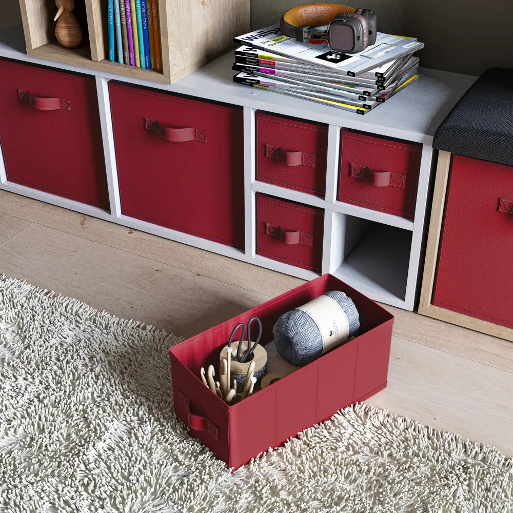 Короб Spaceo KUB 15x15x31 см 6.9 л полипропилен цвет тёмно-красный 82658004 STLM-2096271 - Вид №5