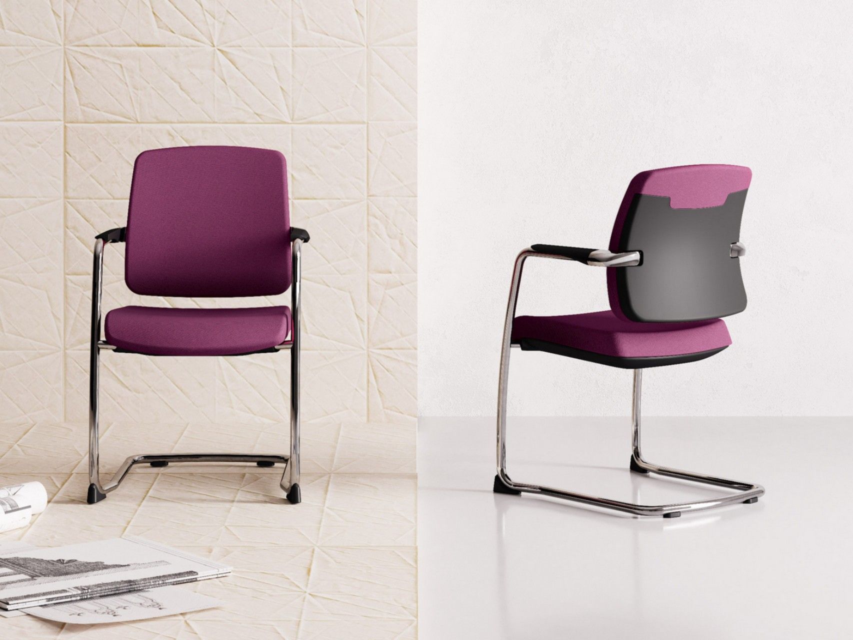 Тканевый консольный стул для конференций с подлокотниками Las Mobili Оскар ARCH-00110622 - Вид №1