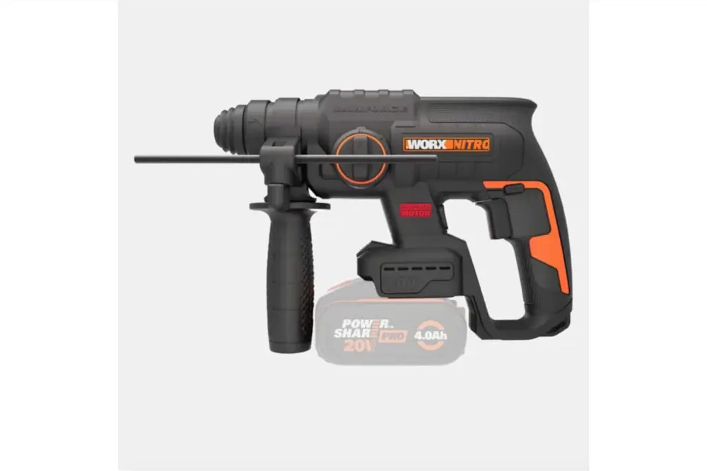 91573602 Перфоратор аккумуляторный бесщёточный SDS Plus Worx WX381, 20 В Li-Ion 1x4 Ач, 2 Дж STLM-0843331