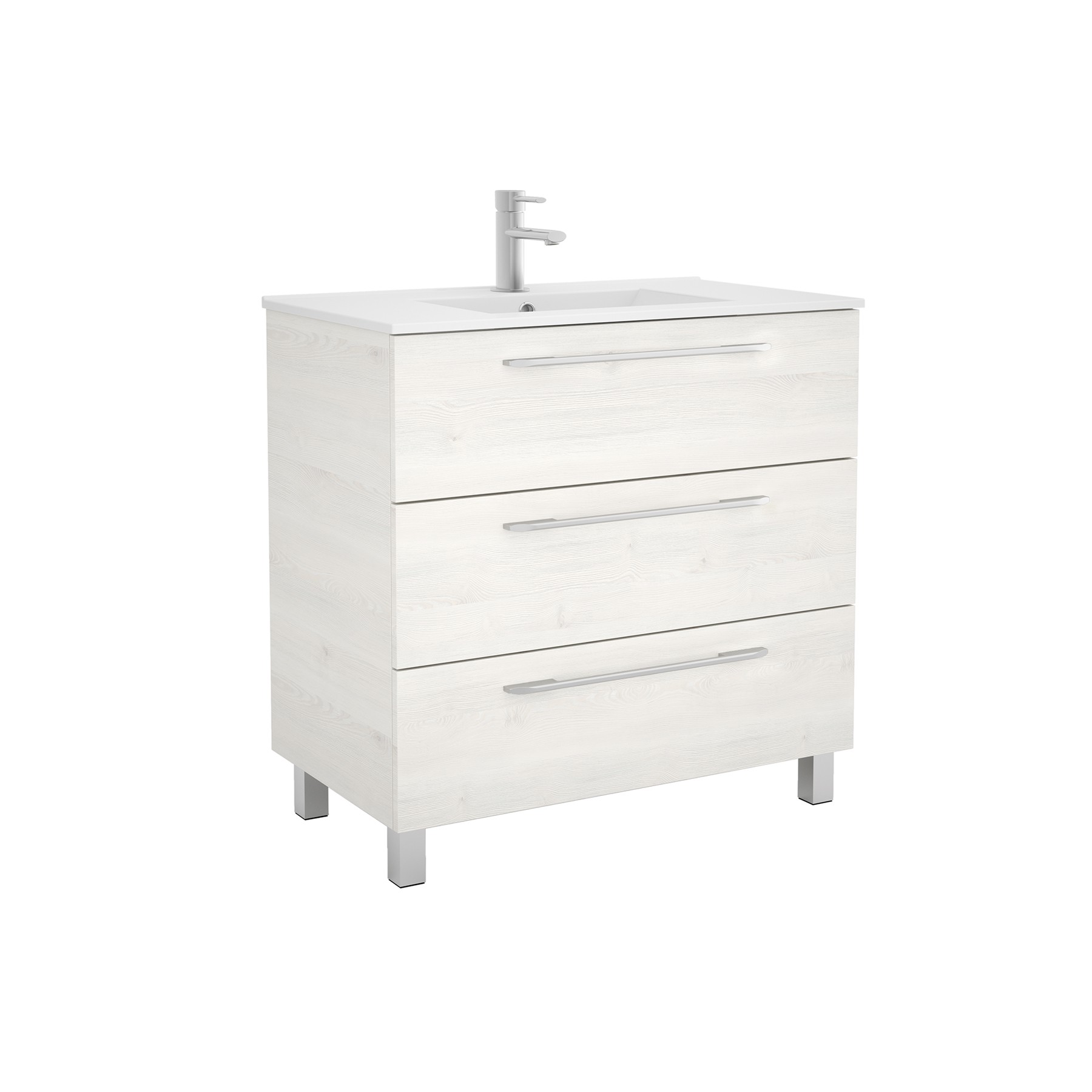 26595 SALGAR Мебель для умывальника FUSSION CHROME 900 SBIANCATO с 3 ящиками 897 x 868 x 450 мм Sbiancato - Вид №1