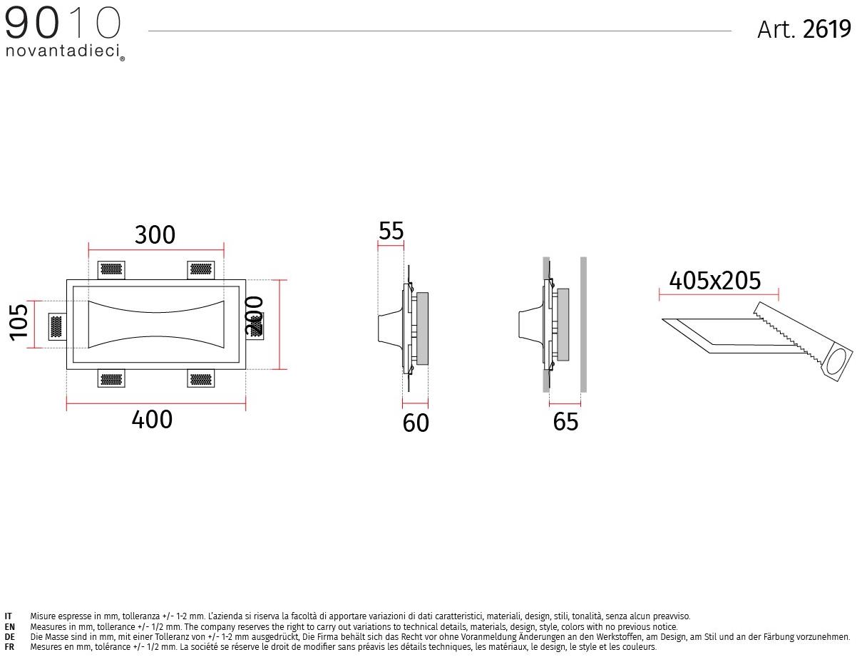 9010 novantadieci Встраиваемый настенный светильник из cristaly®  2619  - Вид №2