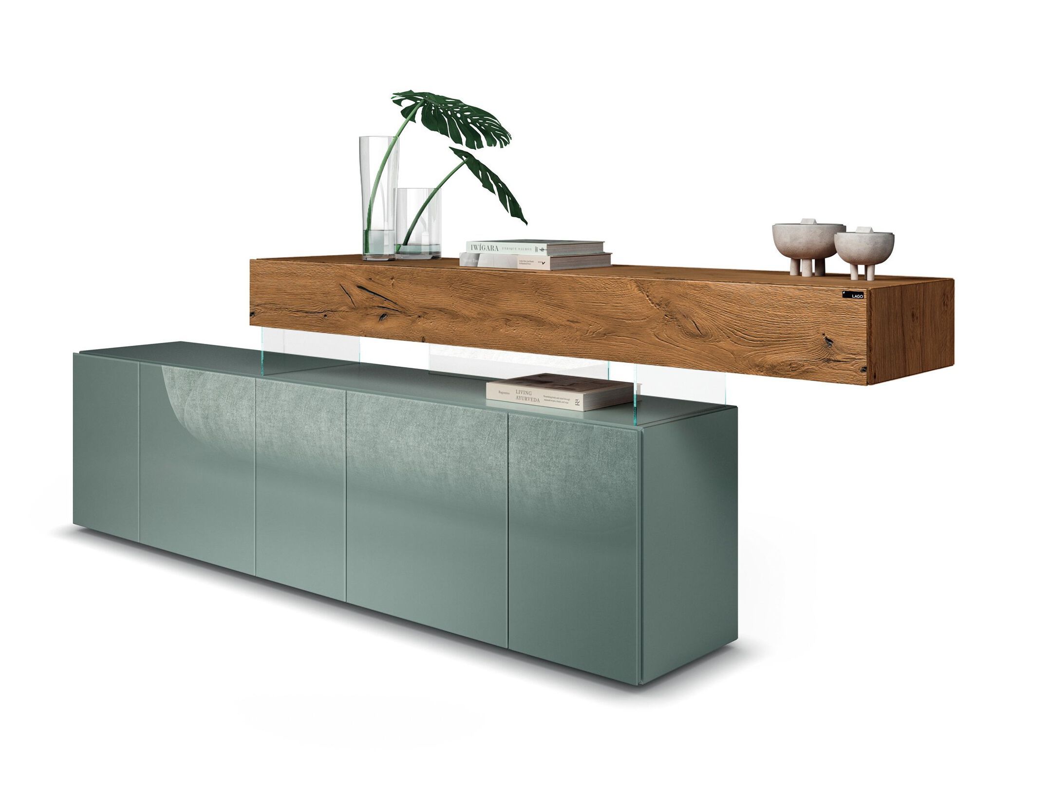 Шкаф из дерева и стекла с распашными дверями Lago Air ARCH-00116059