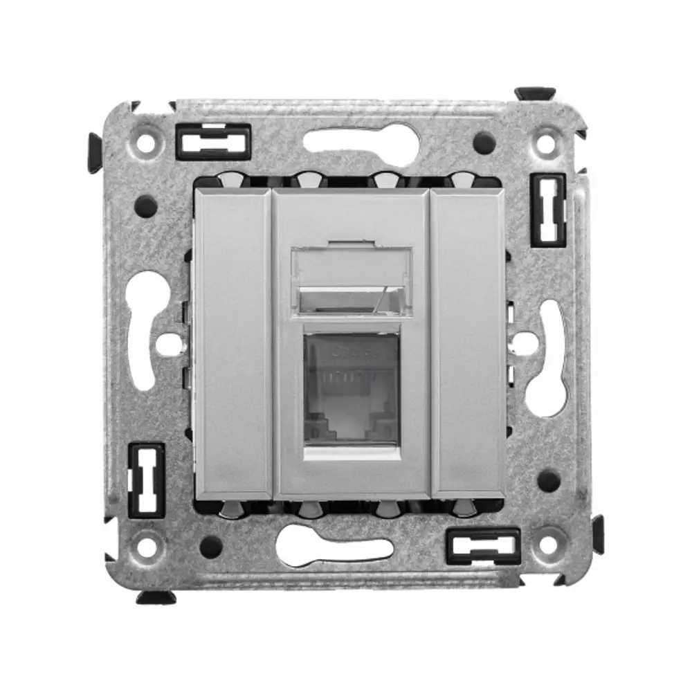 Розетка компьютерная встраиваемая DKC Avanti UTP cat 5 без заземления со шторками цвет закаленная сталь 85842221 STLM-2120750
