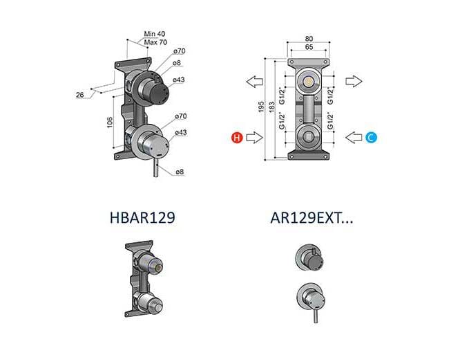 Смеситель для душа из нержавеющей стали с переключателем Hotbath Archie ARCH-00081596 - Вид №2